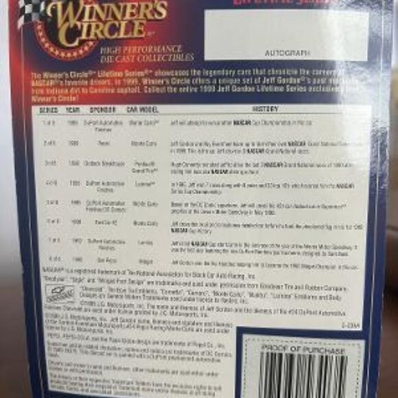 Vintage 1999 Hasboro Winners Circle Jeff Gordon Lifetime Series 5 OF 8 - Picture 2 of 3